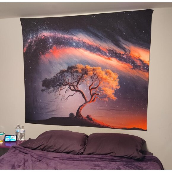New Tree of Life Galaxy Tapestry, Starry Sky Wall Art for Room Decor, 51x60In - Picture 8 of 8